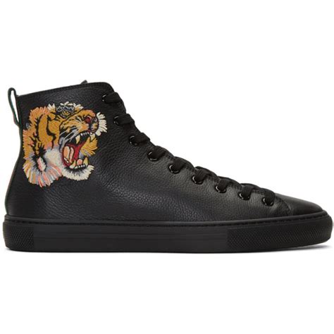 gucci black tiger sneakedr|Gucci tiger sneakers high.